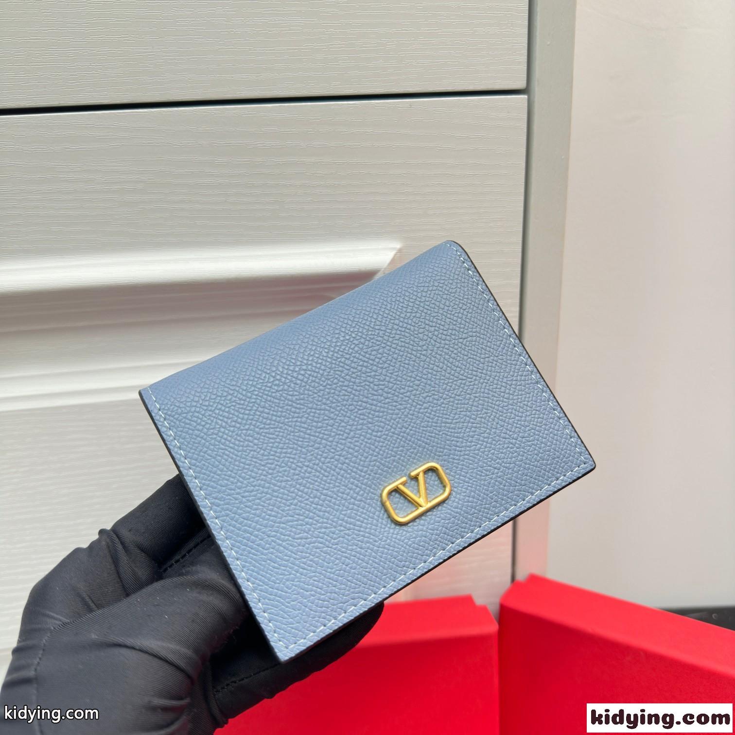 Vロゴ シグネチャー コンパクトウォレット ヴァレンティノ 財布 コピー ブルー-2