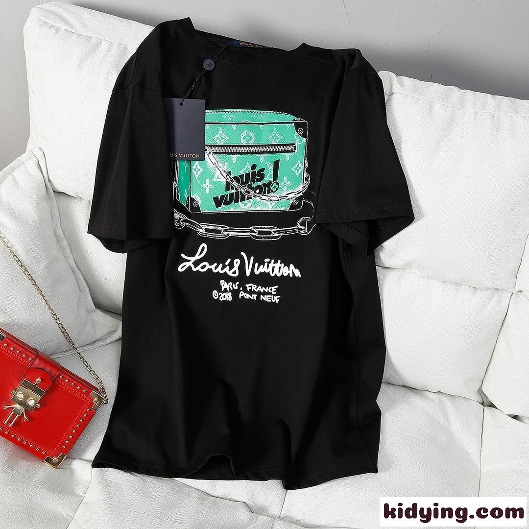 今季流行り 人気 可愛い おしゃれ プリント コットン ルイ・ヴィトン Tシャツ コピー カジュアル 春夏 半袖 トップス-1