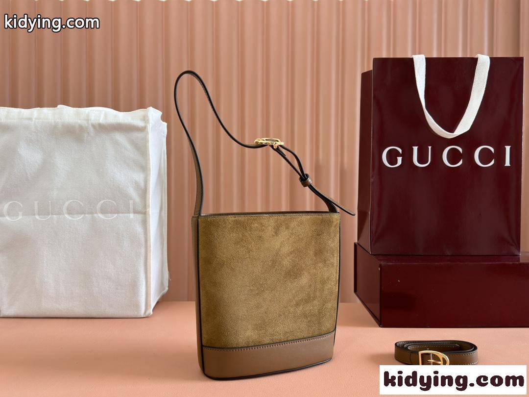 GUCCI 73 スモール バケットバッグ スエード グッチ バッグ スーパーコピー 833665 ブラウン-2