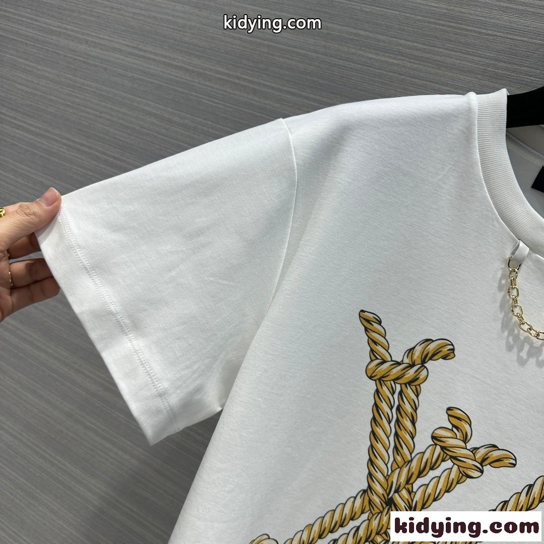 ノーティカルLV Tシャツ ルイ・ヴィトン Tシャツ 偽物 コットン ホワイト-0