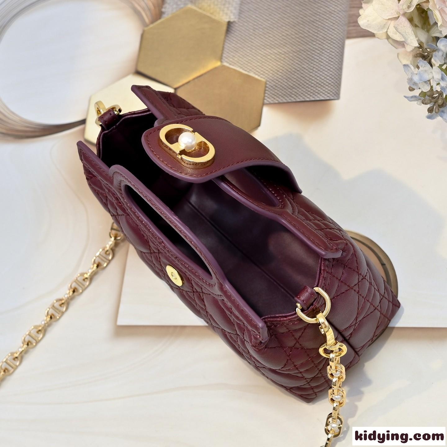 クリスチャン・ディオール バッグ コピー Dior Jolie トップハンドル ミニバッグ ワイン-3