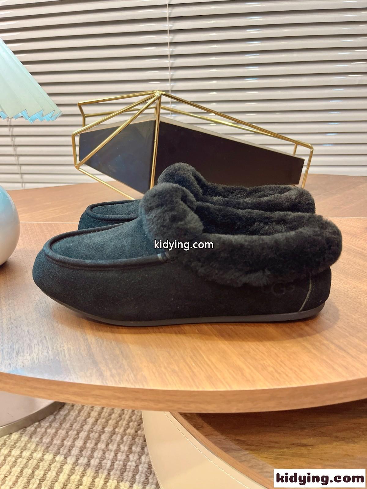 アグ モカシン スーパーコピー シンプル UGG スエード ムートン シューズ ブラック-2