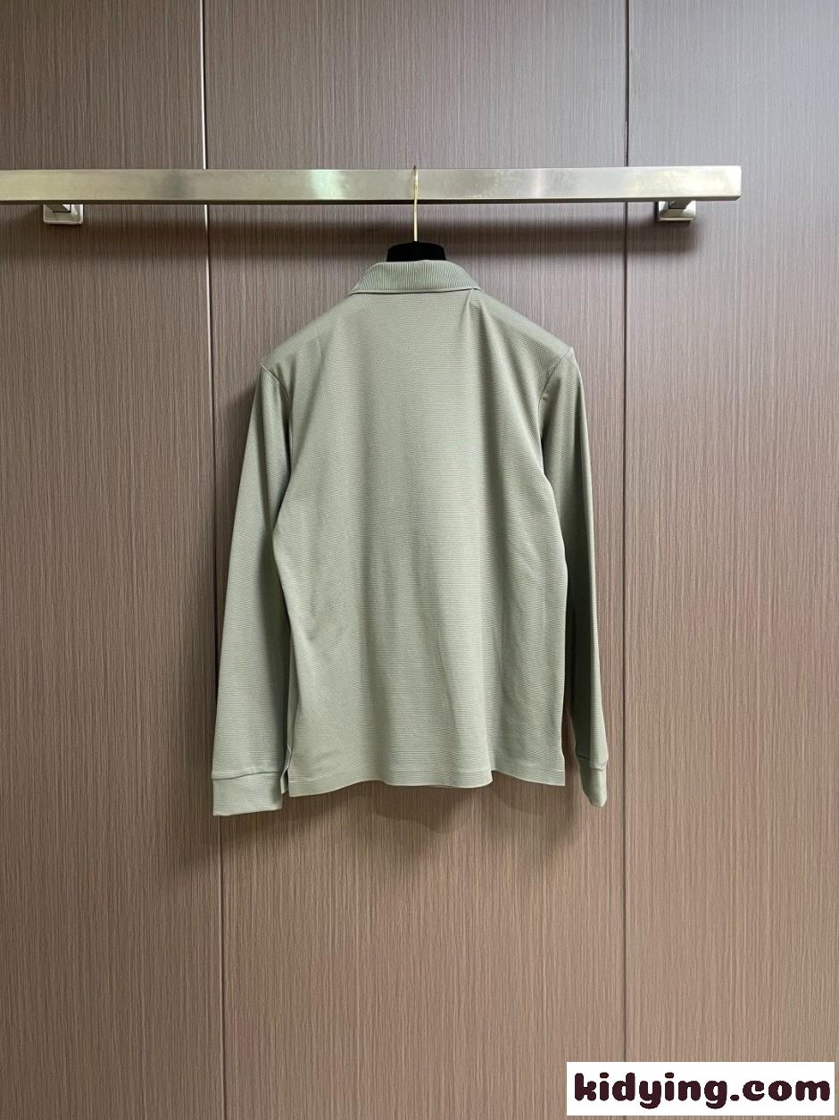 エルメネジルド・ゼニア Tシャツ 偽物 大人 洗練された ハーフジップ 長袖ポロシャツ ライトグリーン-1