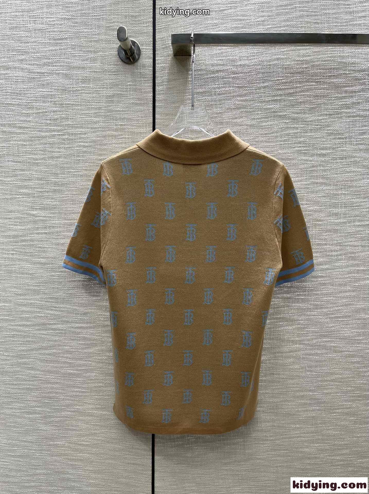 モノグラム ウールブレンド 半袖 ポロシャツ バーバリー Tシャツ コピー レディース-3