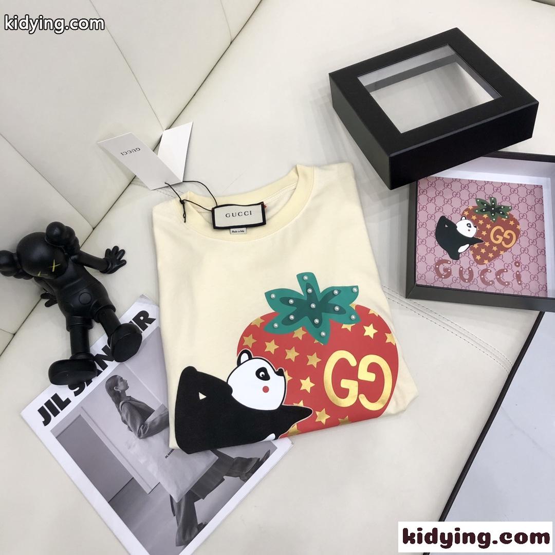 可愛い プリント クルーネック 定番 グッチ 半袖Tシャツ コピー コットン 着心地いい 春夏 トップス 2色 カジュアル-3