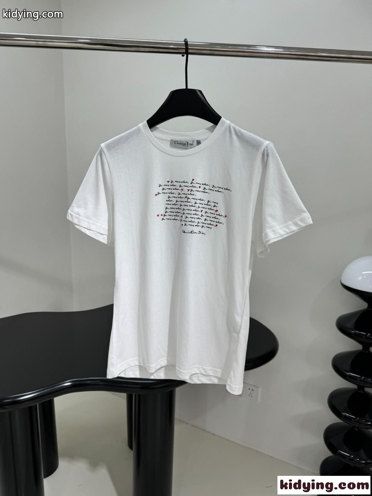 Dioramour エンブロイダリー 半袖Tシャツ クリスチャン・ディオール Tシャツ コピー-0