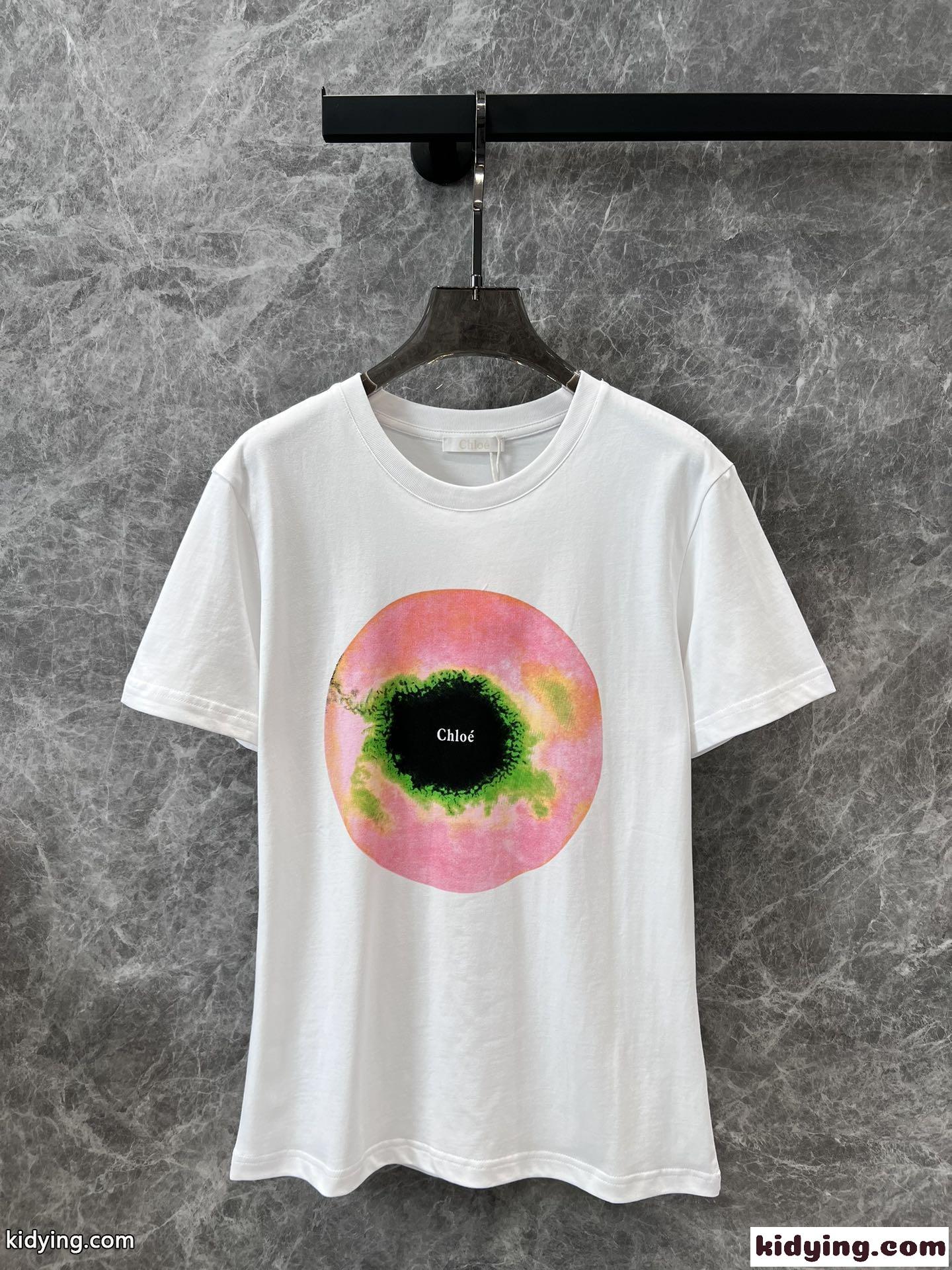 クロエ Tシャツ コピー 24SS 春夏 プリント 半袖Tシャツ クルーネック-0