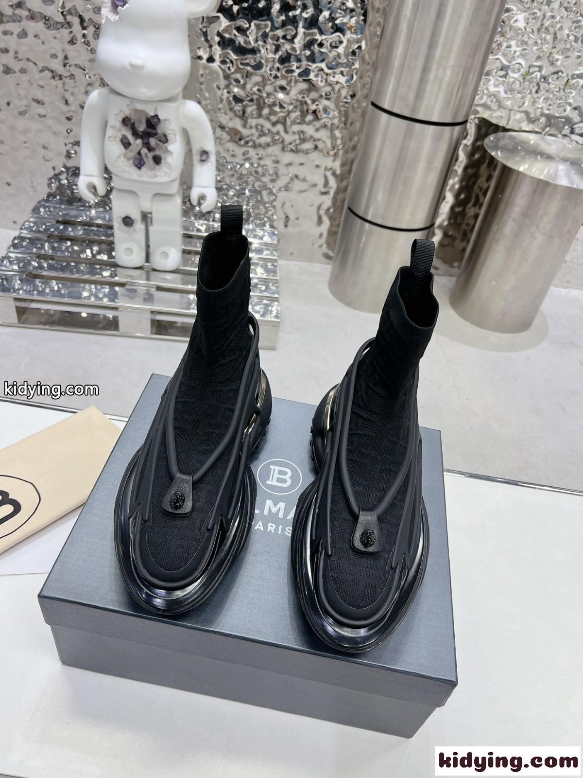 メッシュ＆レザー Unicorn ハイカットスニーカー バルマン スニーカー コピー-1