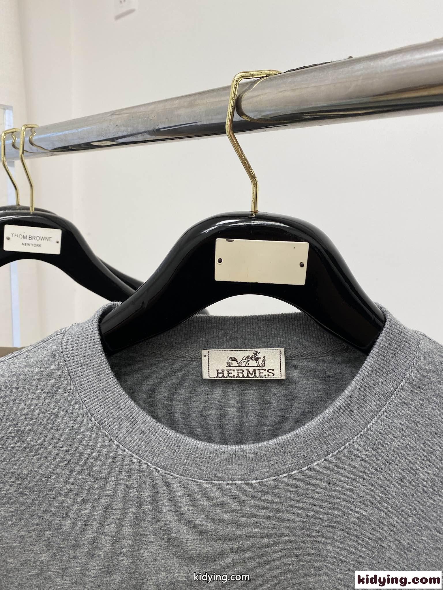 人気 カジュアル ジョギングスウェットシャツ エルメス Tシャツ コピー グレー-2