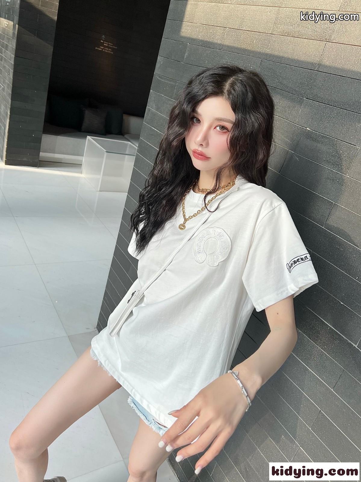 人気 シンプル ロゴ ゆったり クロムハーツ tシャツ コピー 柔らかい 着心地いい カジュアル おしゃれ トップス-2