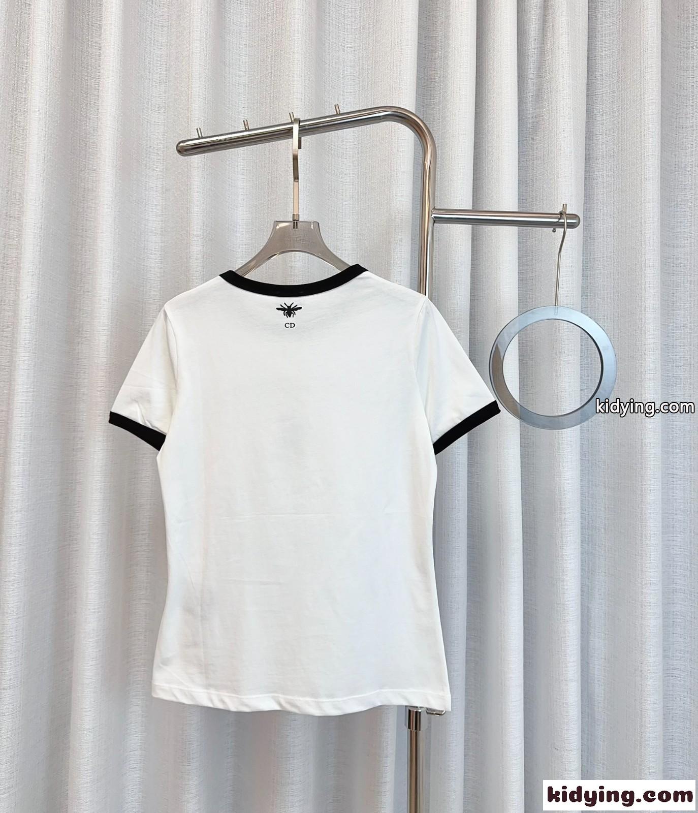 日本限定 コットンブレンド 半袖Tシャツ クリスチャン・ディオール Tシャツ コピー レディース-1