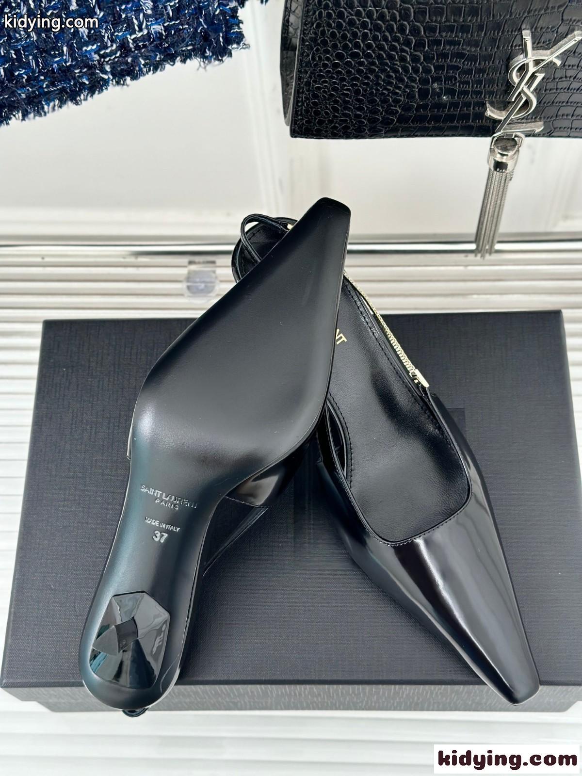 エレガント スリングバック パンプス イヴ・サンローラン パンプス コピー ブラック-4