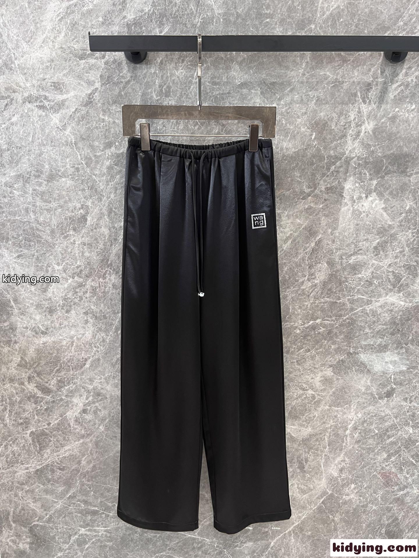上品 カジュアル ロゴ ロングパンツ アレキサンダーワング パンツ 偽物 ブラック-1
