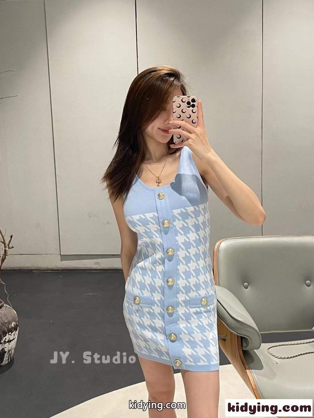 セクシー フェミニン 上品 ノースリーブ バルマン ワンピース コピー スリム レディース ドレス 春夏 スウィート-4