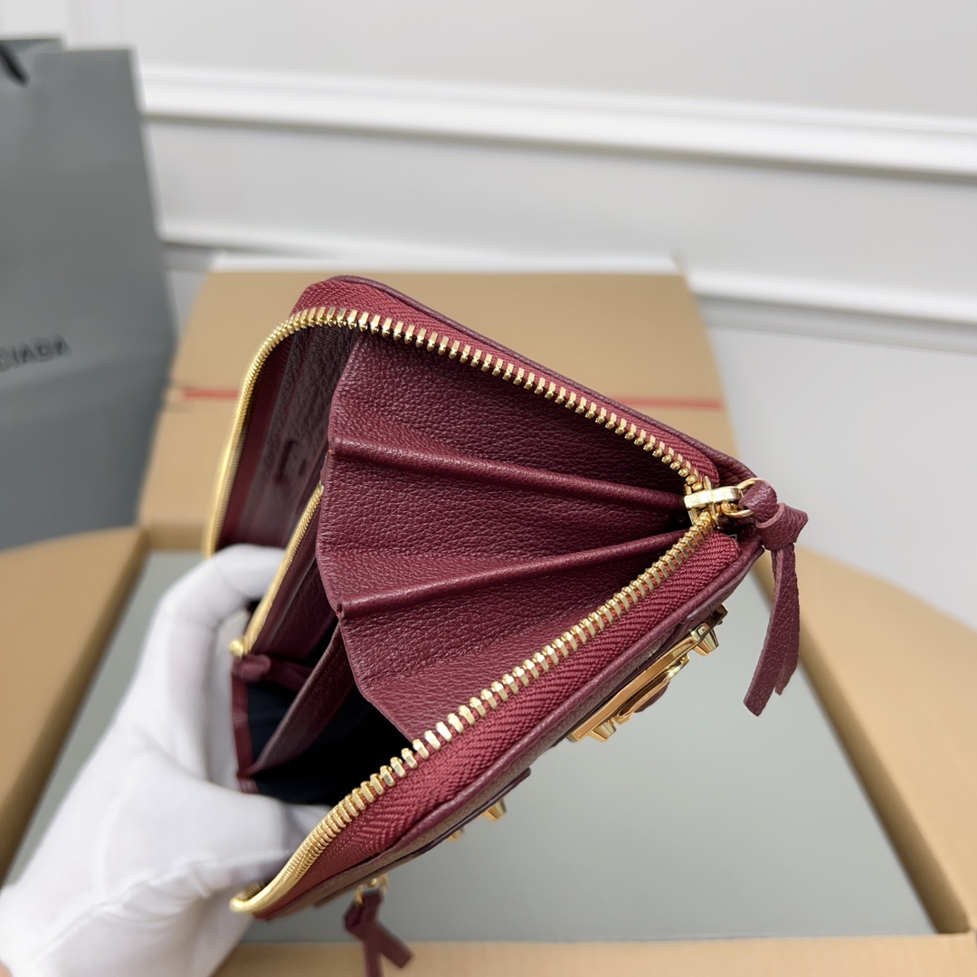 定番 ラウンドファスナー 長財布 バレンシアガ 財布 コピー ワイン-4