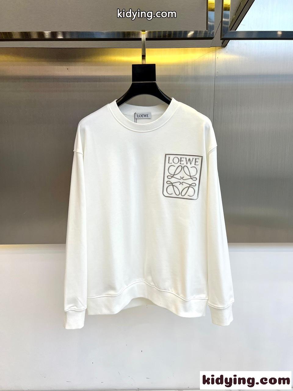 カジュアル ロゴ コットン スウェットシャツ ロエベ Tシャツ コピー ホワイト-0