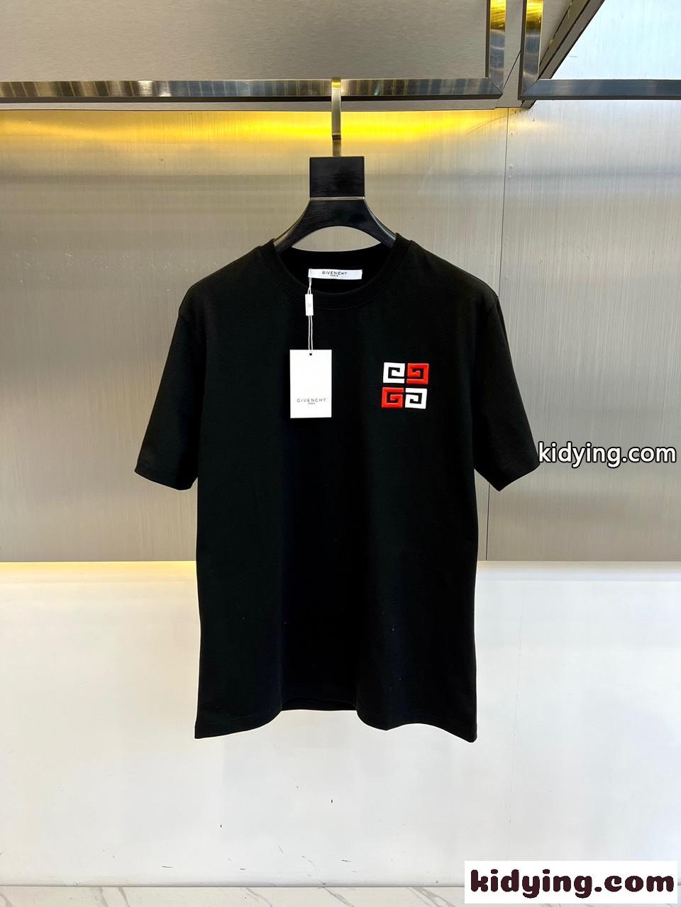 カジュアル ロゴ入り ジバンシィ Tシャツ コピー コットン 半袖Tシャツ ブラック-4