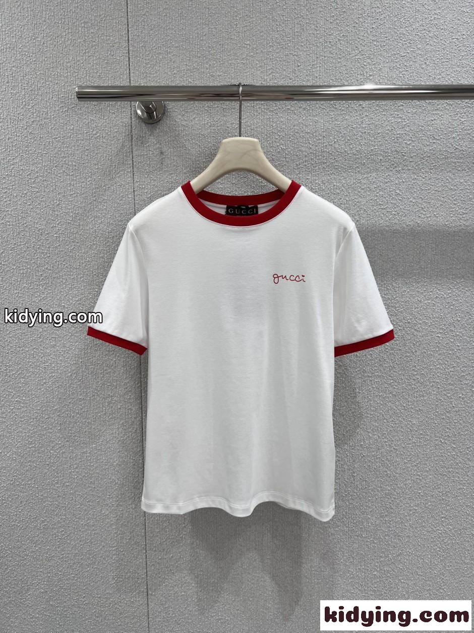 スタイリッシュ スクリプトロゴ リンガーTシャツ グッチ Tシャツ コピー ホワイト-1