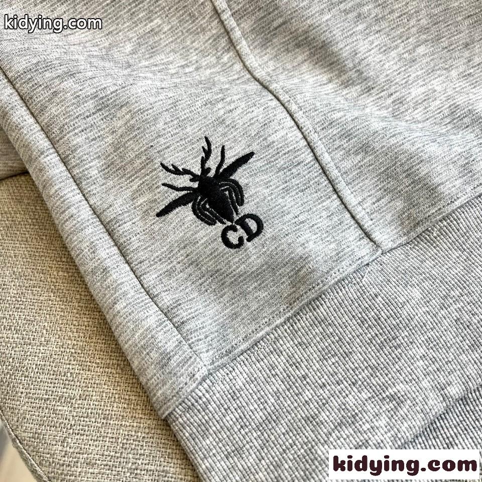 クリスチャン・ディオール パーカー 偽物 定番 カジュアル ビー刺繍 フーディー グレー-2