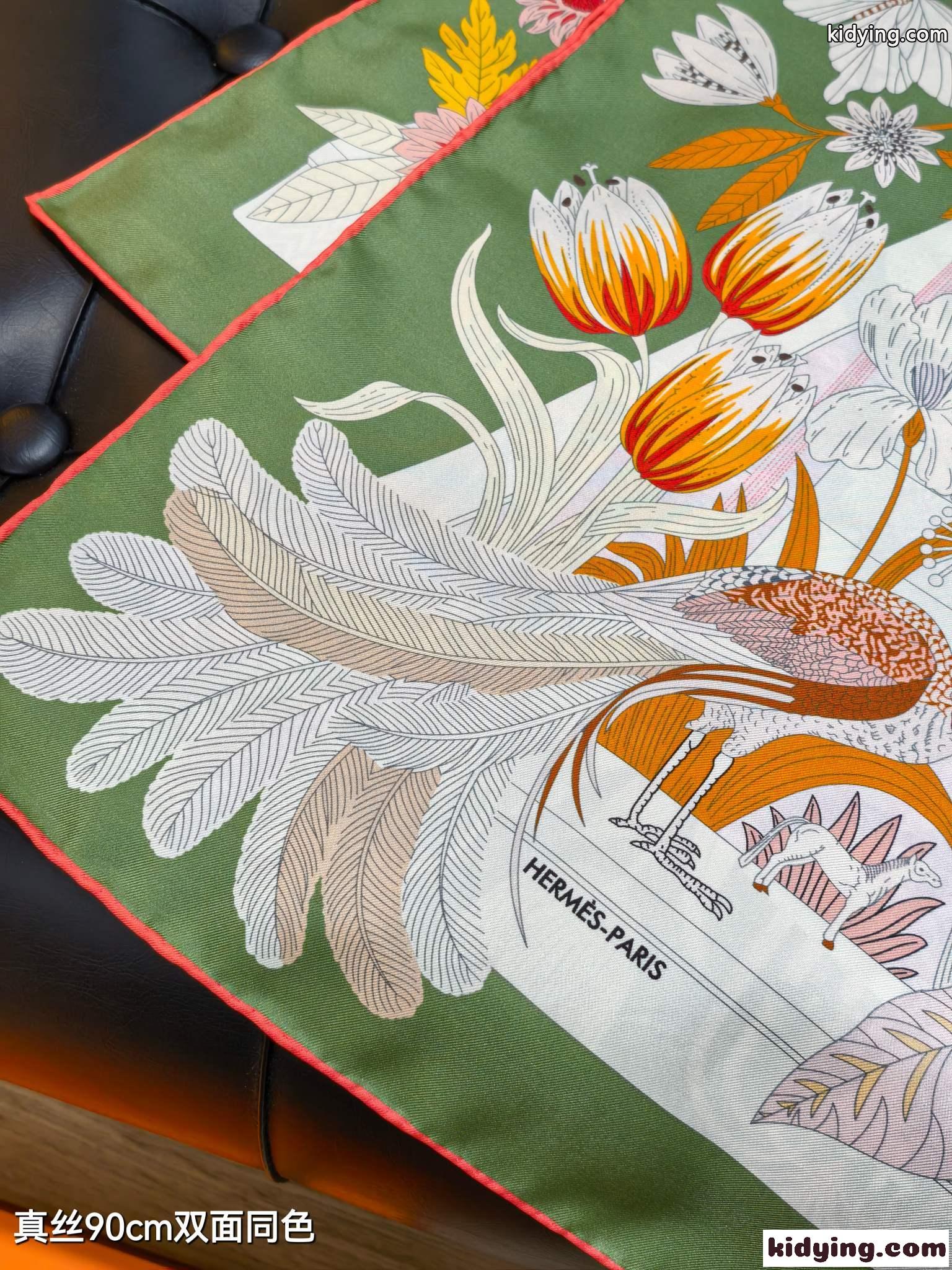 エルメス スカーフ コピー 上品 爽やか 人気 プリント シルクスカーフ 90x90-2