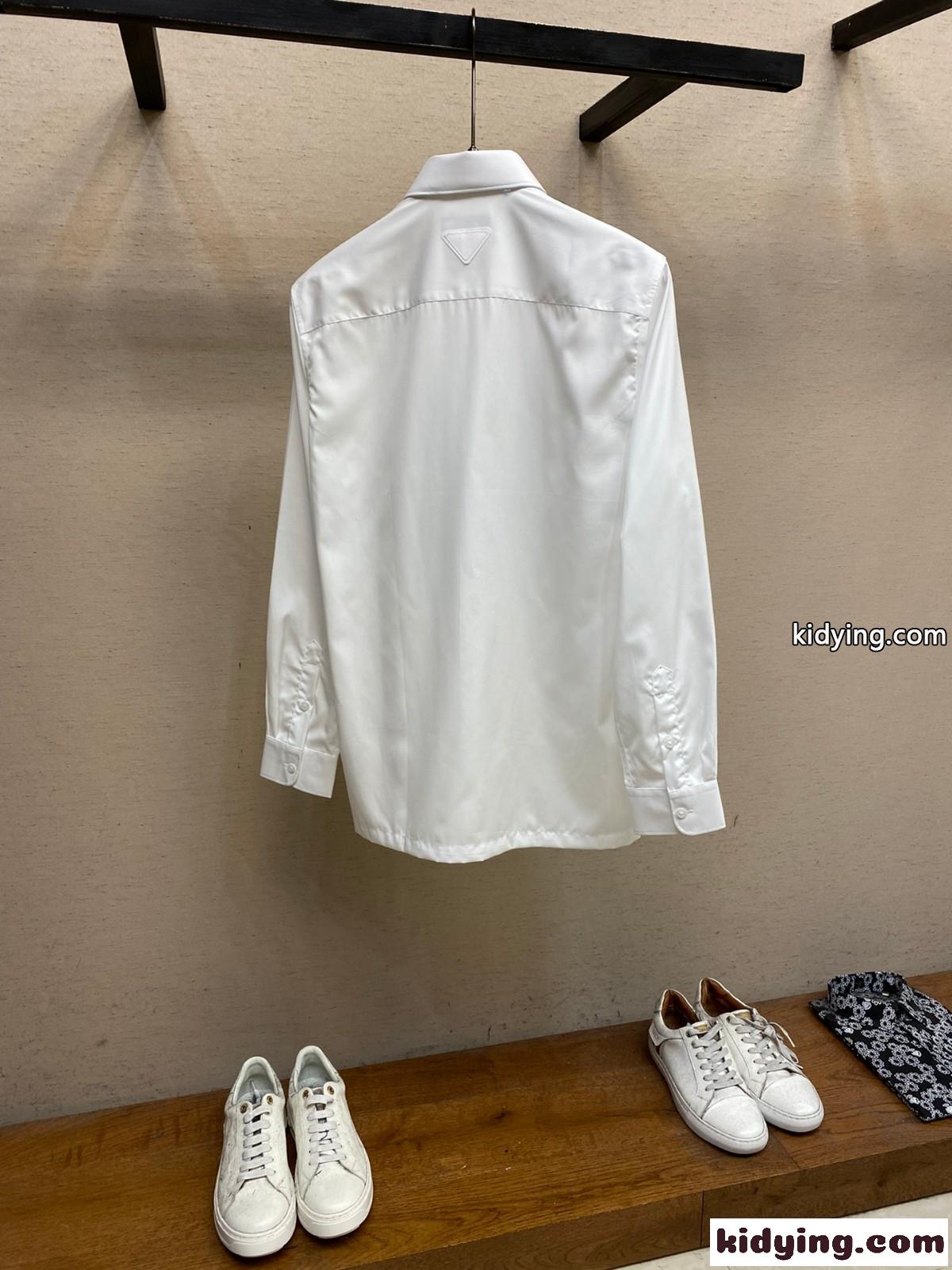 洗練された 上品 メンズ コットンシャツ プラダ シャツ コピー ホワイト-2