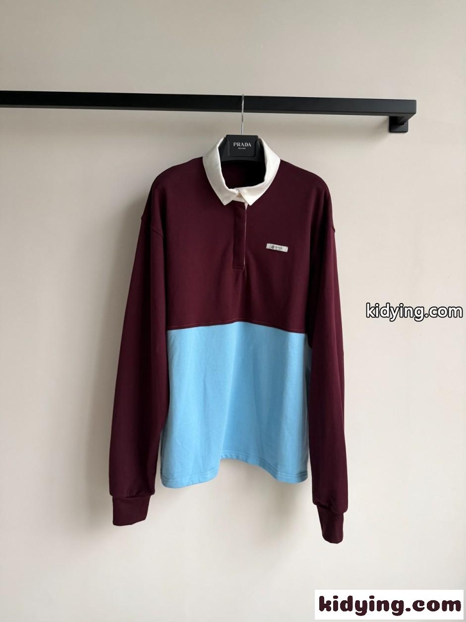 カジュアル カラーブロック プルオーバー プラダ Tシャツ 偽物 ユニセックス-0