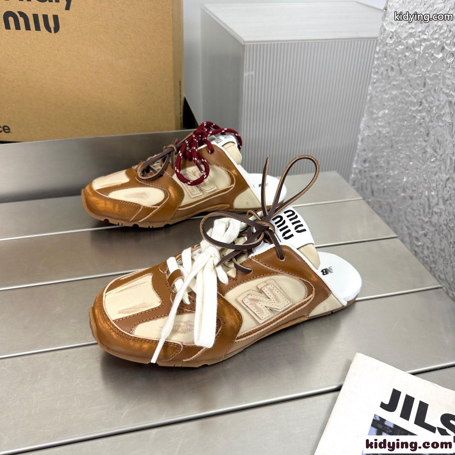 New Balance x Miu Miu 530 SL ミュールスニーカースーパーコピー ブラウン-0