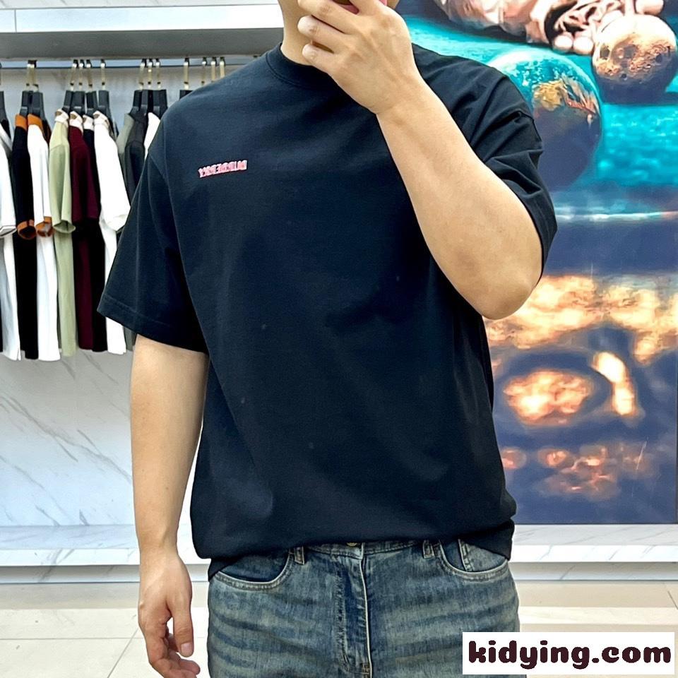 カジュアル リラックス 半袖Tシャツ バーバリー Tシャツ 偽物 クルーネック ブラック-2