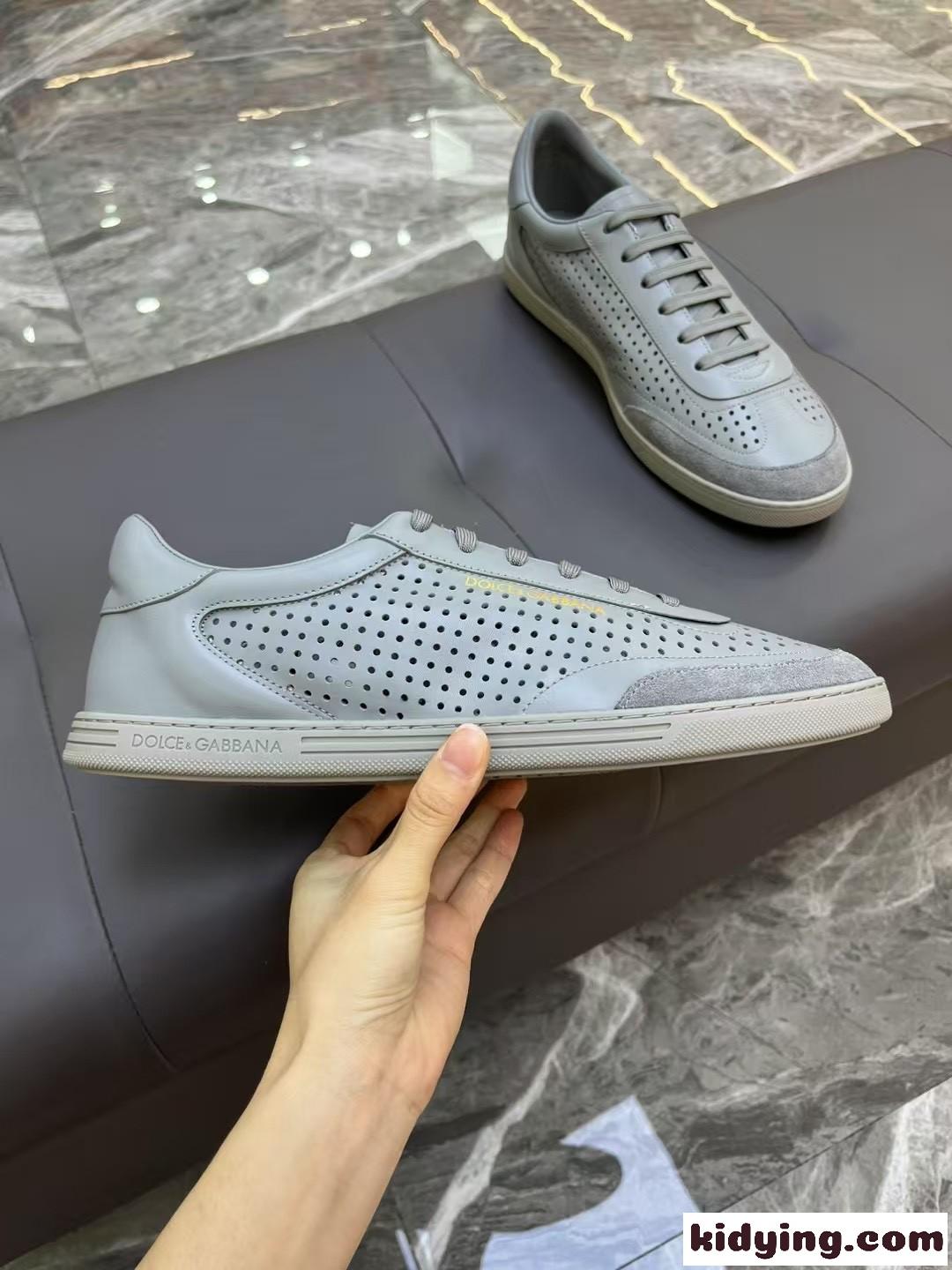 爽やかな通気性 D&G サントロペ レザー スニーカー ドルチェ&ガッバーナ コピー グレー-4