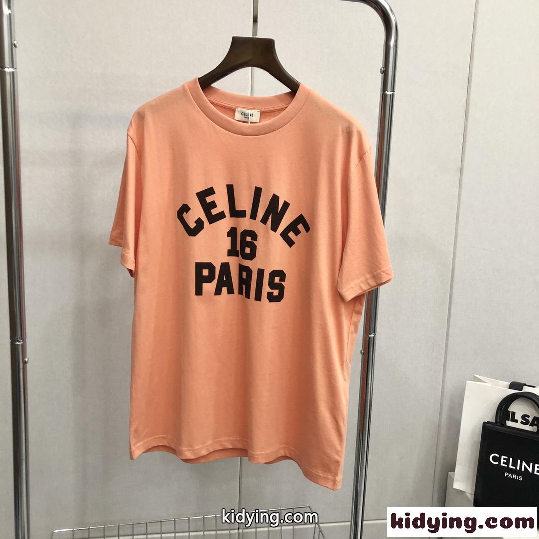 4色あり スポーツ風 ゆったり プリント セリーヌ tシャツ コピー 半袖 クルーネック カジュアル トップス-0