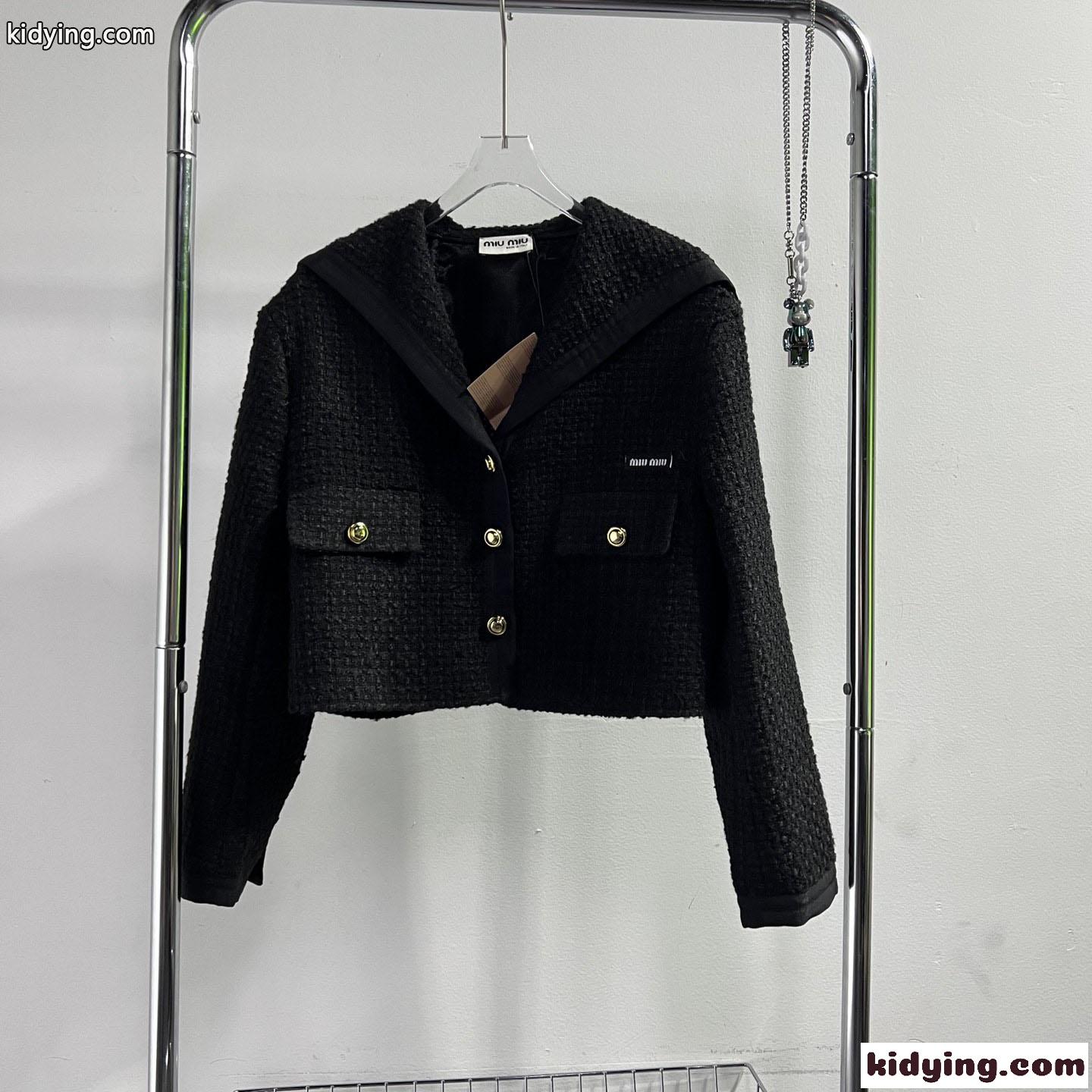 シングルブレスト ツイード ジャケットミュウミュウ ジャケット コピー クロップド レディース-0