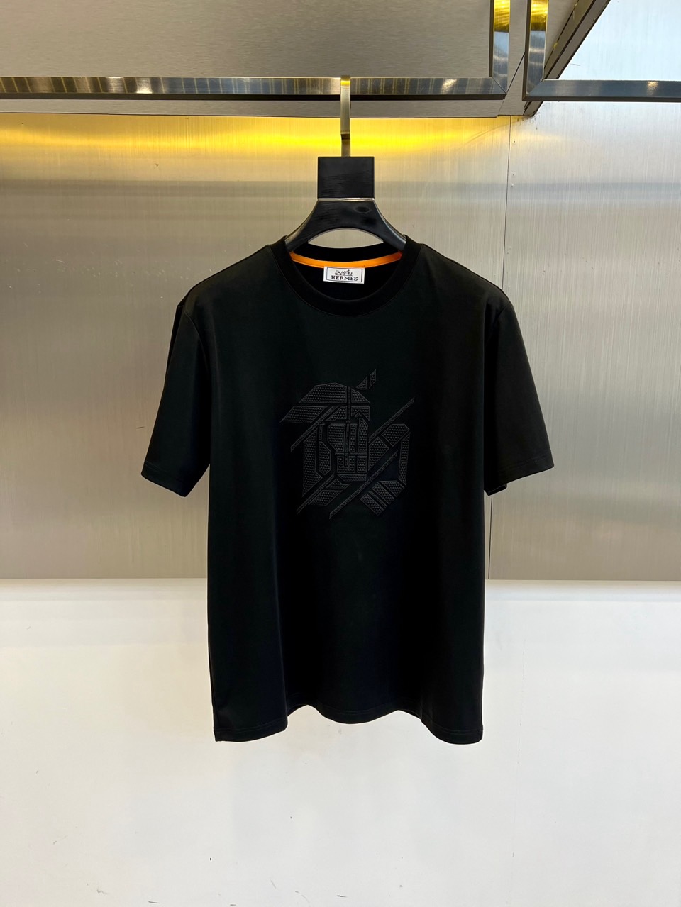 シンプル 合わせやすい クルーネック 半袖Tシャツ エルメス Tシャツ 偽物 ブラック-0