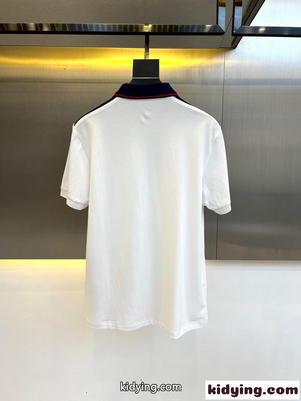 GG パッチ付き コットン ポロシャツ グッチ 半袖Tシャツ コピー ホワイト-0