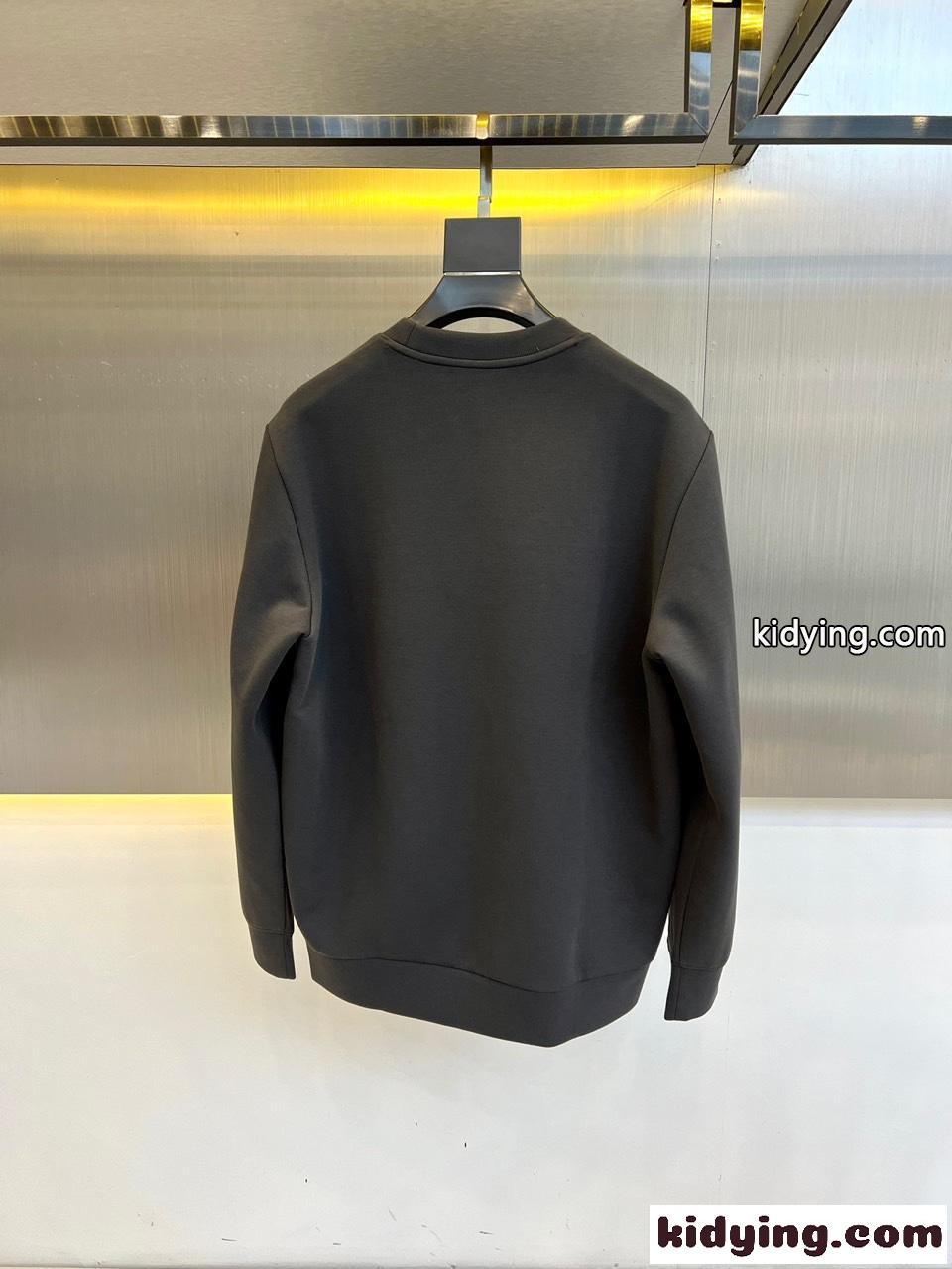 シンプル エルメネジルド・ゼニア Tシャツ コピー クルーネック スウェットシャツ ダークグレー-3