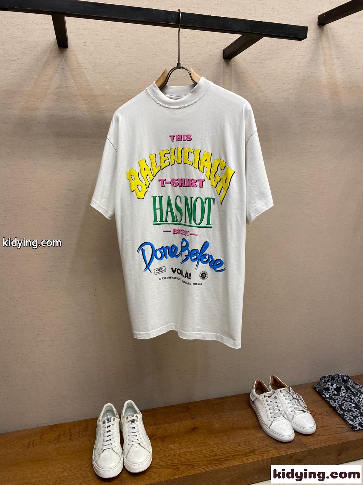 オーバーサイズ プリントTシャツ バレンシアガ 半袖Tシャツ コピー ユニセックス ホワイト-2