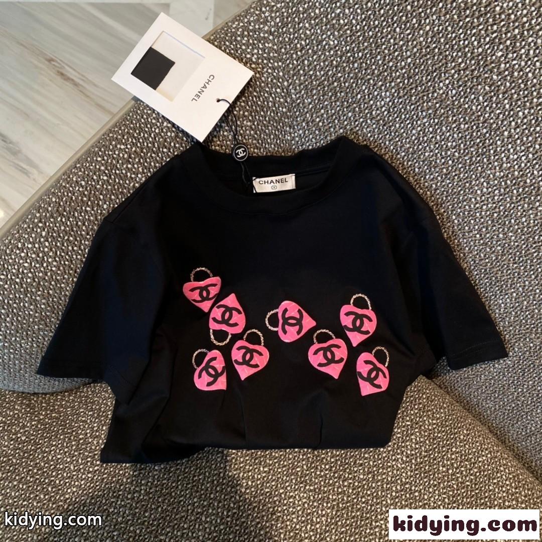 可愛い ロゴ コットン 着心地いい ゆったり クルーネックシャネル tシャツ コピー 刺繍 春夏 半袖 トップス-2