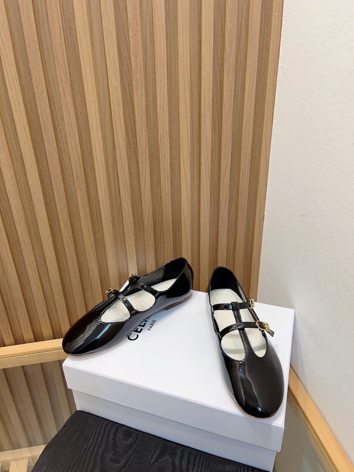 CELINE ダブルストラップ メリージェーン バレリーナ セリーヌ コピー ブラック-4