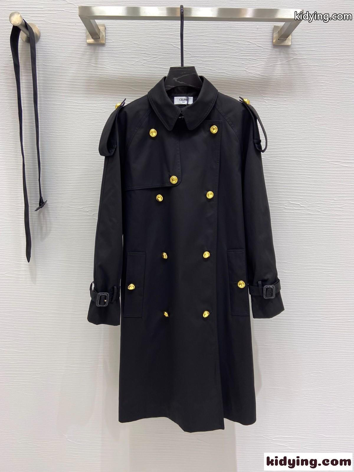 クラシック 人気 ダブルブレスト 定番 セリーヌ ジャケット コピー レディース ロング トレンチコート 無地 おしゃれ-4