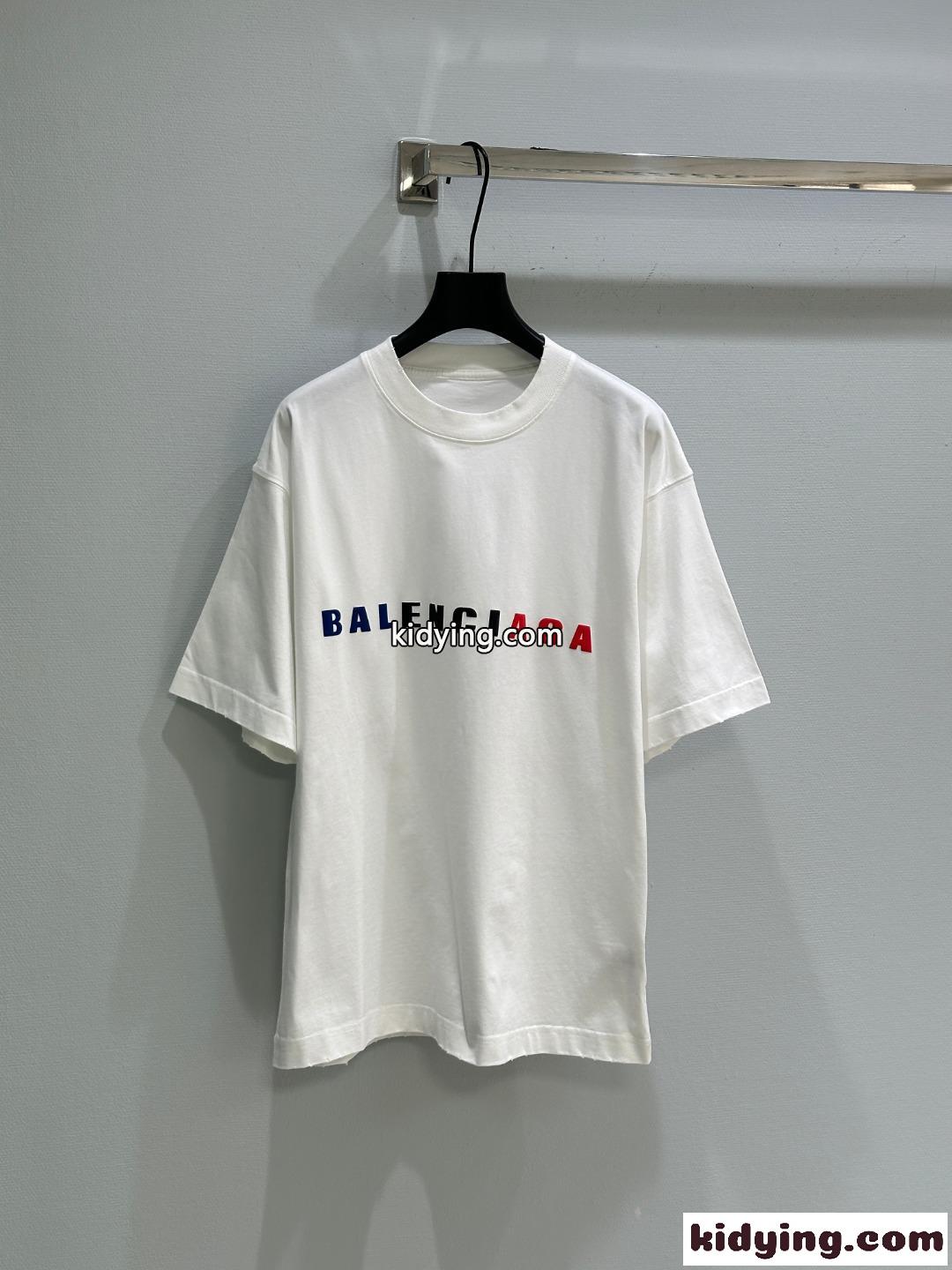 カジュアル ロゴ 半袖Tシャツ バレンシアガ Tシャツ コピー ユニセックス ホワイト-0