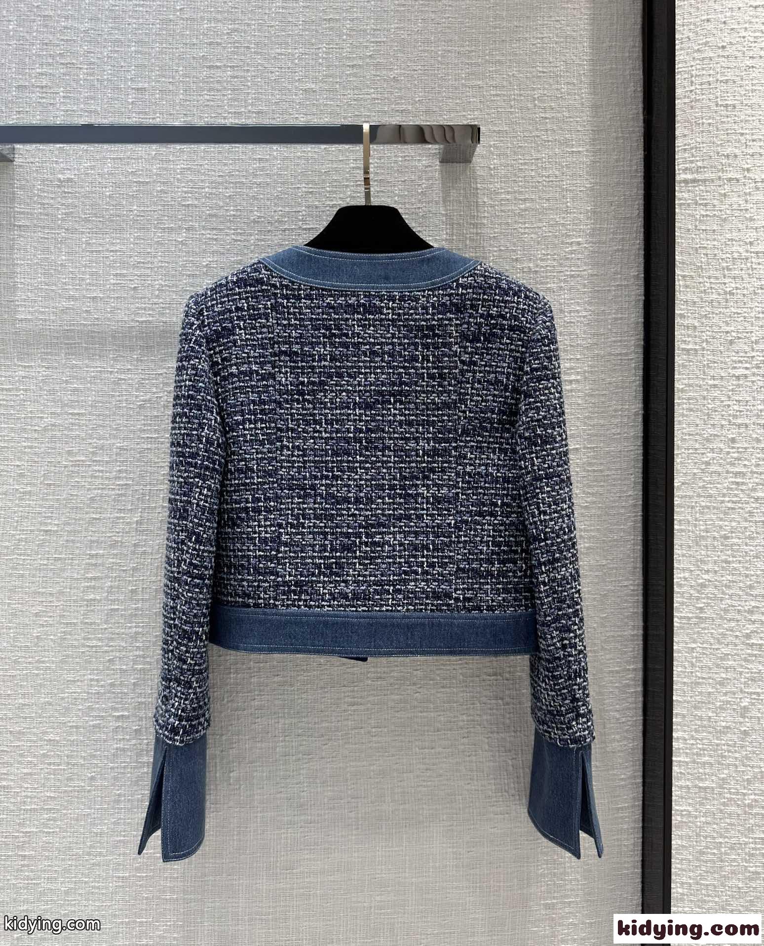 高級感 フェミニン デニム＆ツイード 切り替え シャネル ジャケット コピー 通勤 パーティー-4