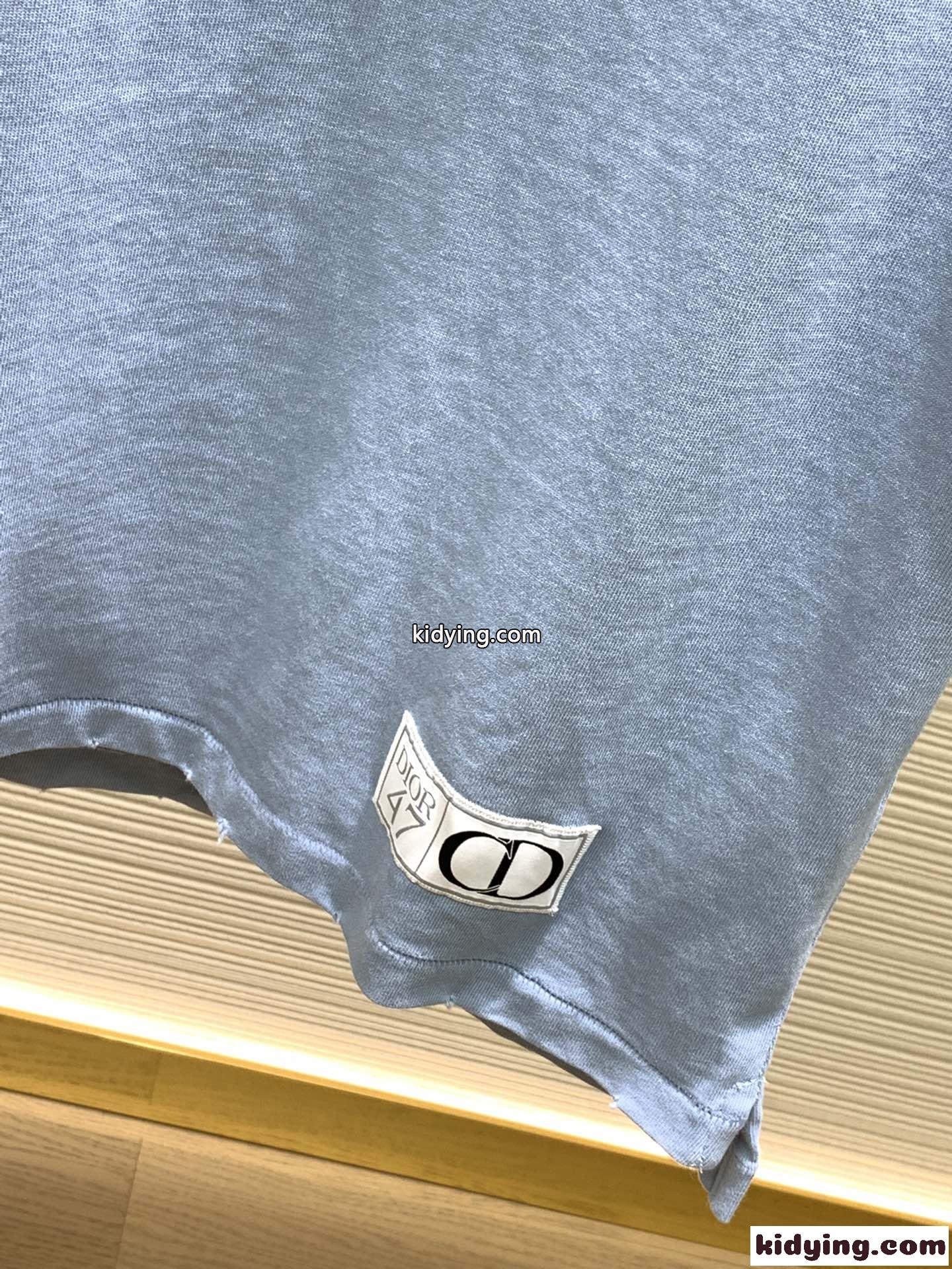 人気 カジュアル ロゴ 半袖Tシャツ クリスチャン・ディオール Tシャツ コピー ブルー-3