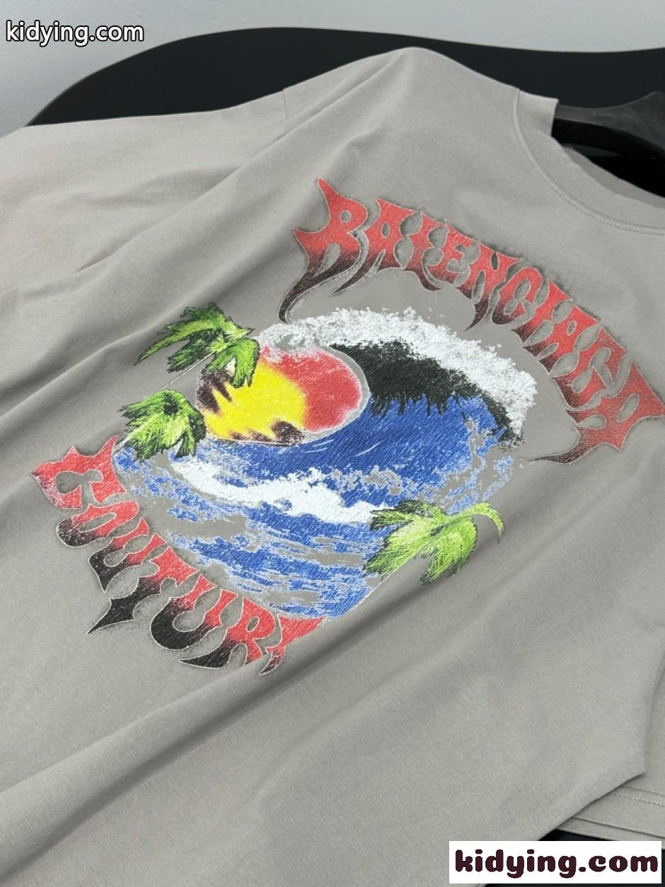 オーバーサイズTシャツ プリント バレンシアガ Tシャツ 偽物 グレー-2
