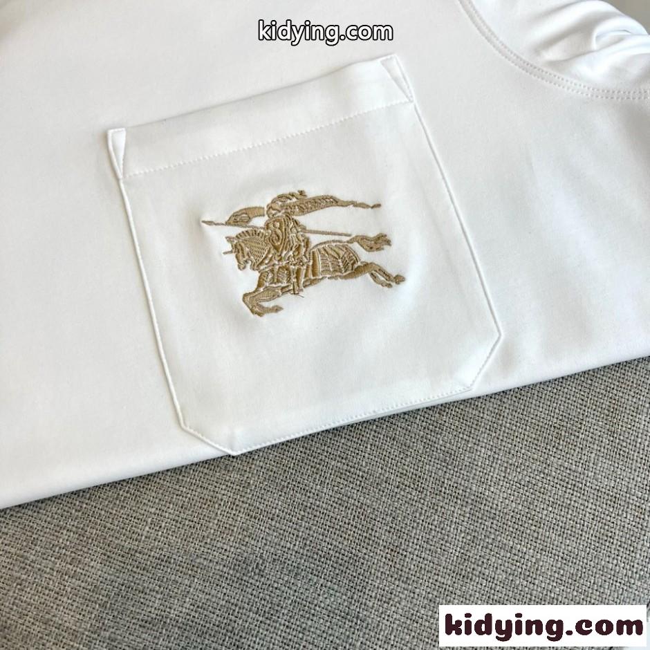 シンプル 馬上の騎士 半袖Tシャツ バーバリー Tシャツ 偽物 クルーネック ホワイト-2