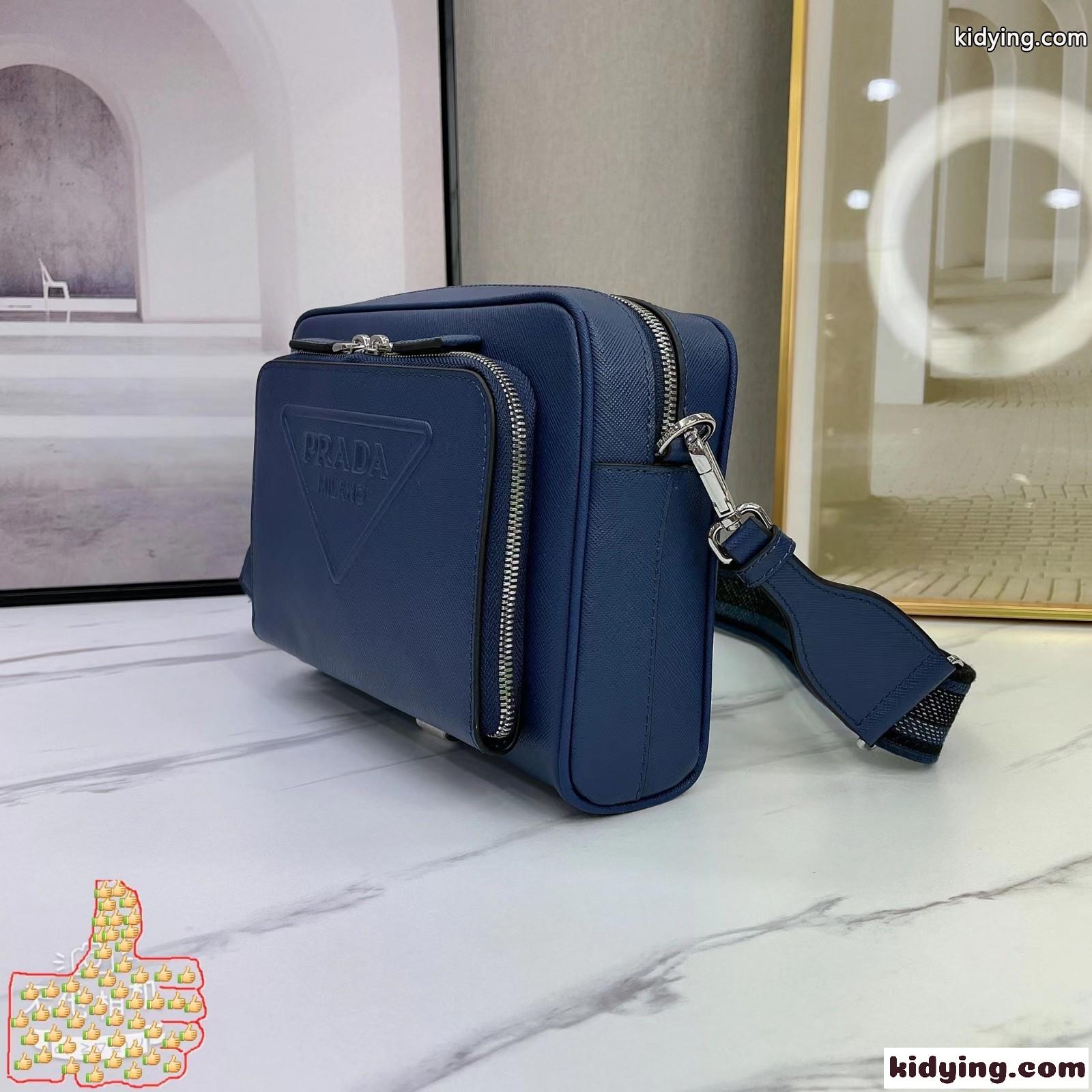 プラダ バッグ コピー 上品 ファッション メンズ ショルダーバッグ ブルー-1