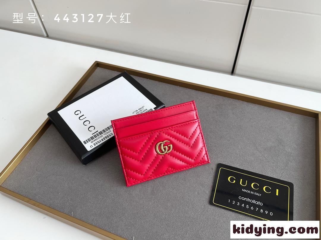 GGマーモント カードケース グッチ 財布 コピー キルティング 薄型カード入れ レッド-2