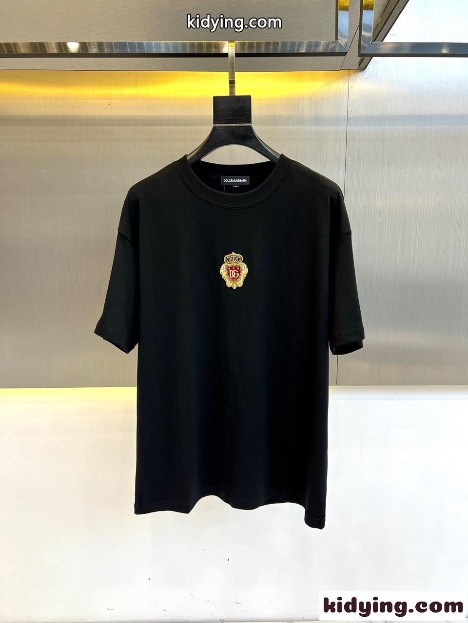 シンプル ロゴパッチ ドルチェ&ガッバーナ 半袖Tシャツ コピー クルーネック ブラック-1
