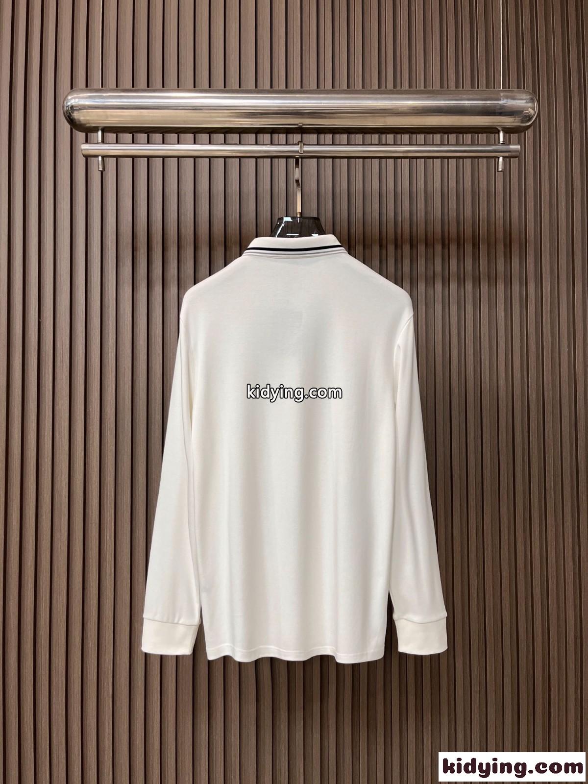 大人 カジュアル ロゴ 長袖ポロシャツ アルマーニ Tシャツ コピー ホワイト-4