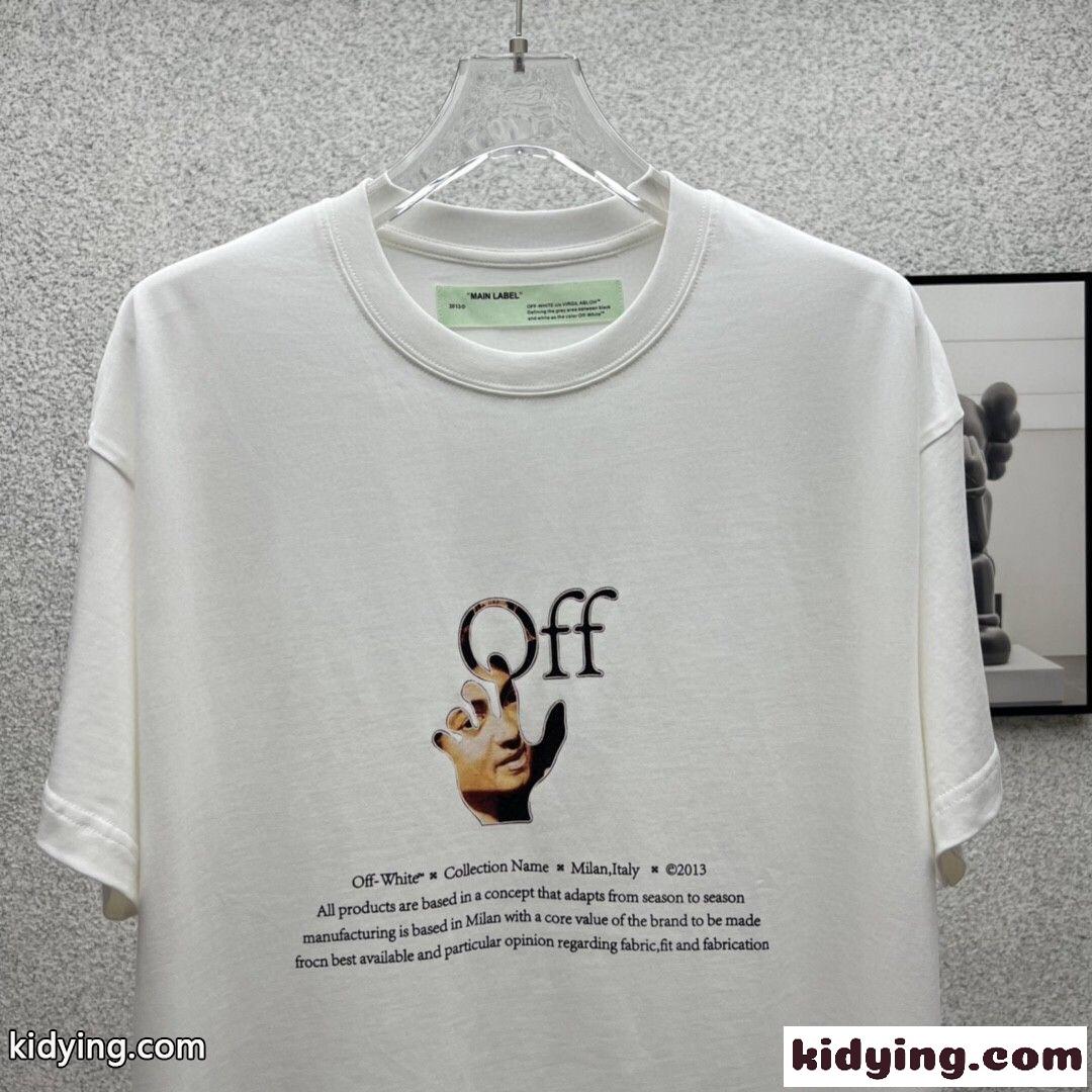 カジュアル プリント コットン 半袖Tシャツ オフホワイト tシャツ コピー 半袖 トップス ホワイト-2