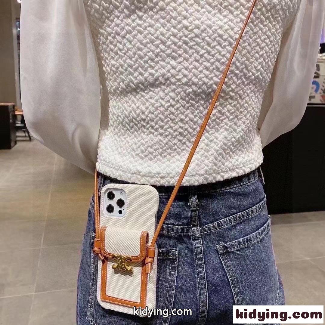 おしゃれ 斜め掛け カード収納 セリーヌ アイフォンケース コピー 斜めがけ ショルダー 落下防止 スマホケース-1