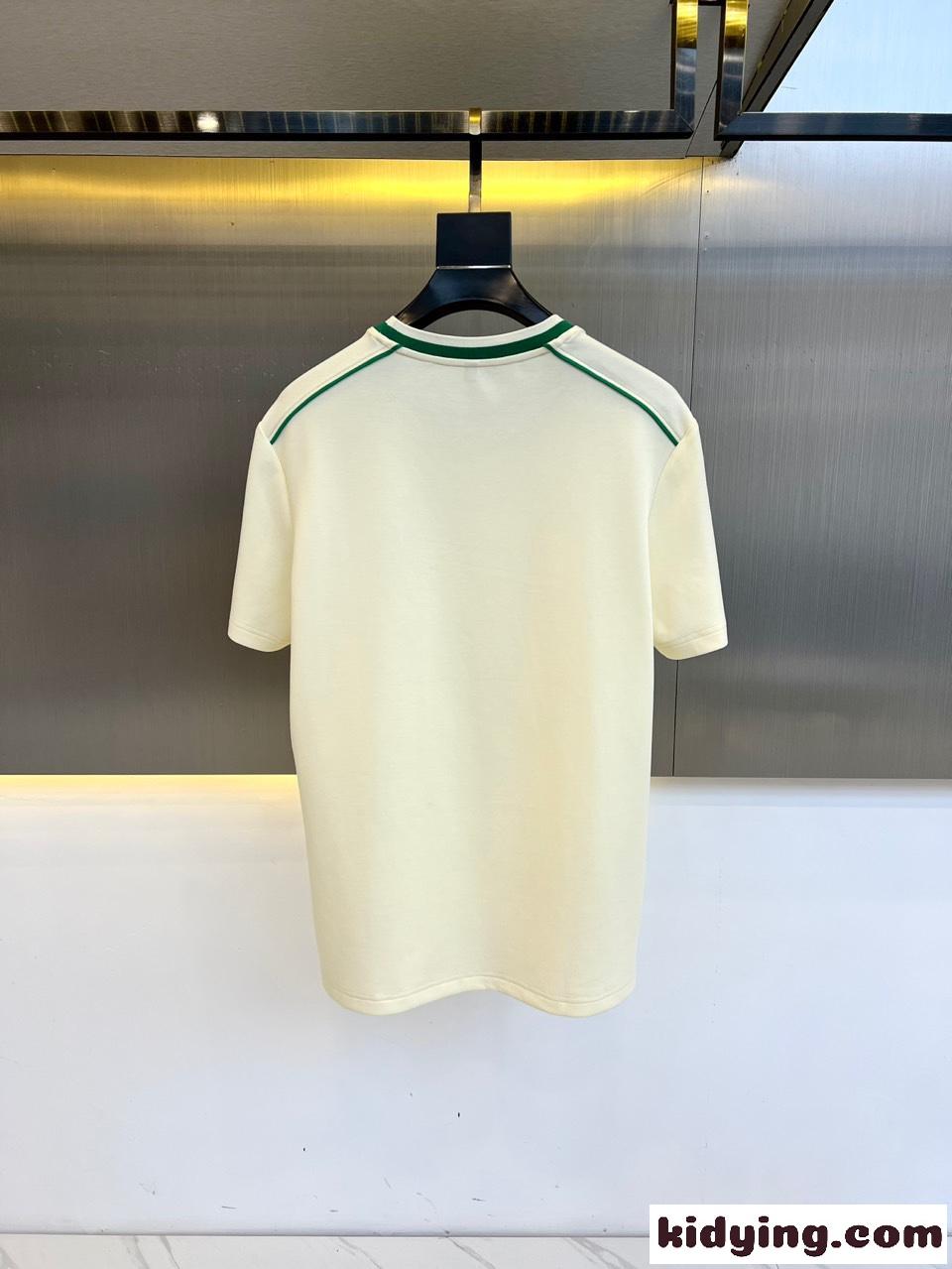 カジュアル クルーネック 半袖Tシャツ グッチ Tシャツ コピー コットン ベージュ-4